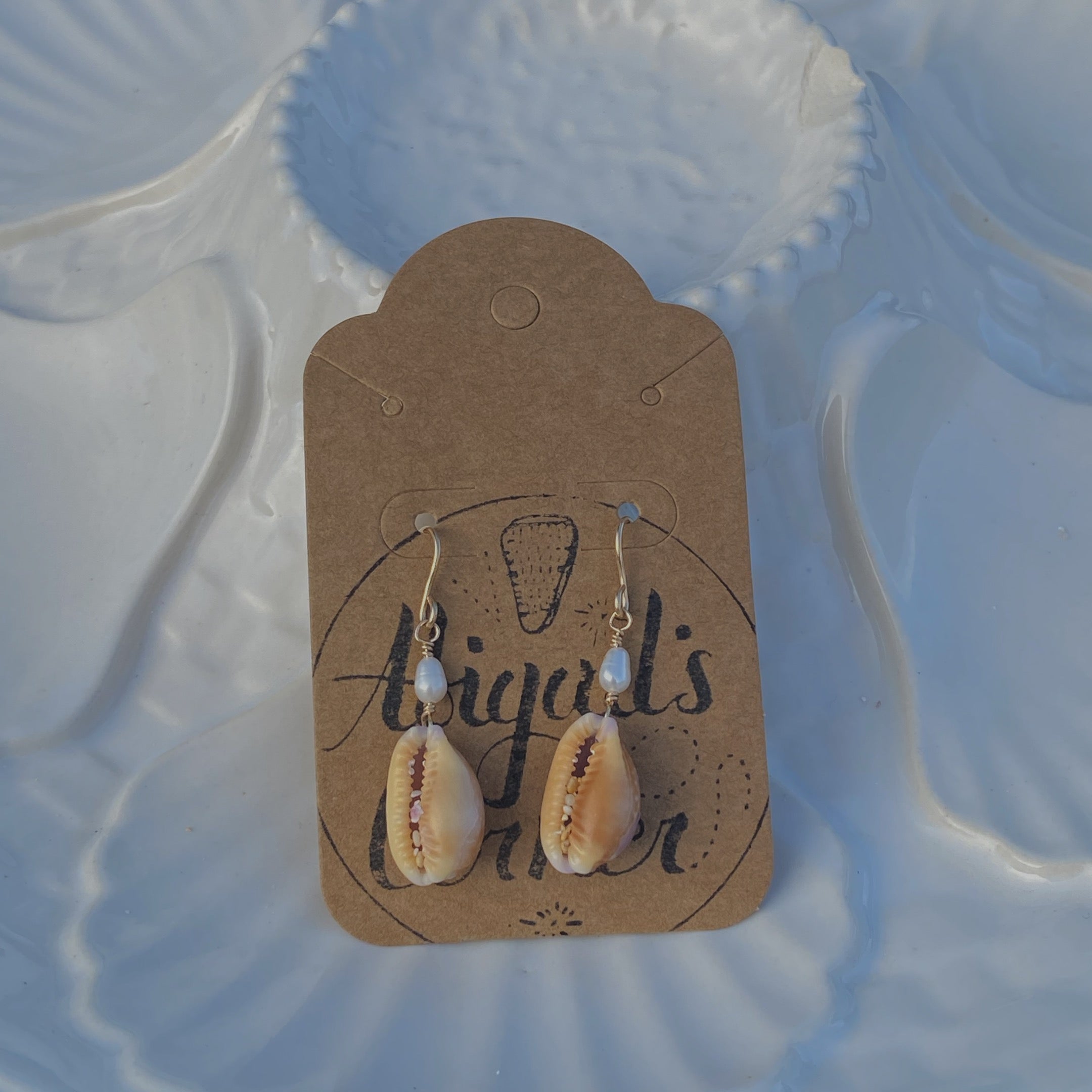 Honey Cowrie Earrings - La Perouse Collection