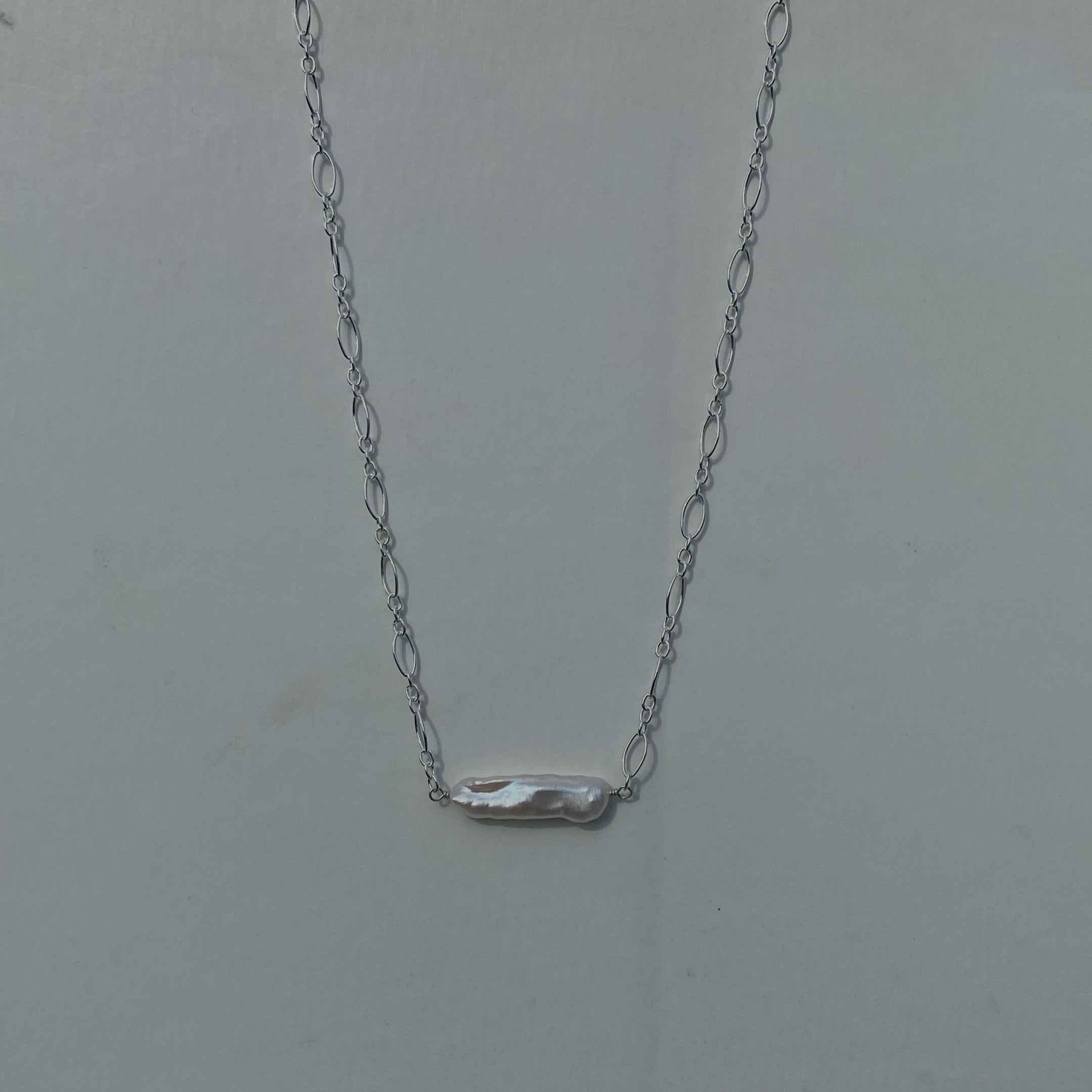 Biwa pearl choker - sterling silver