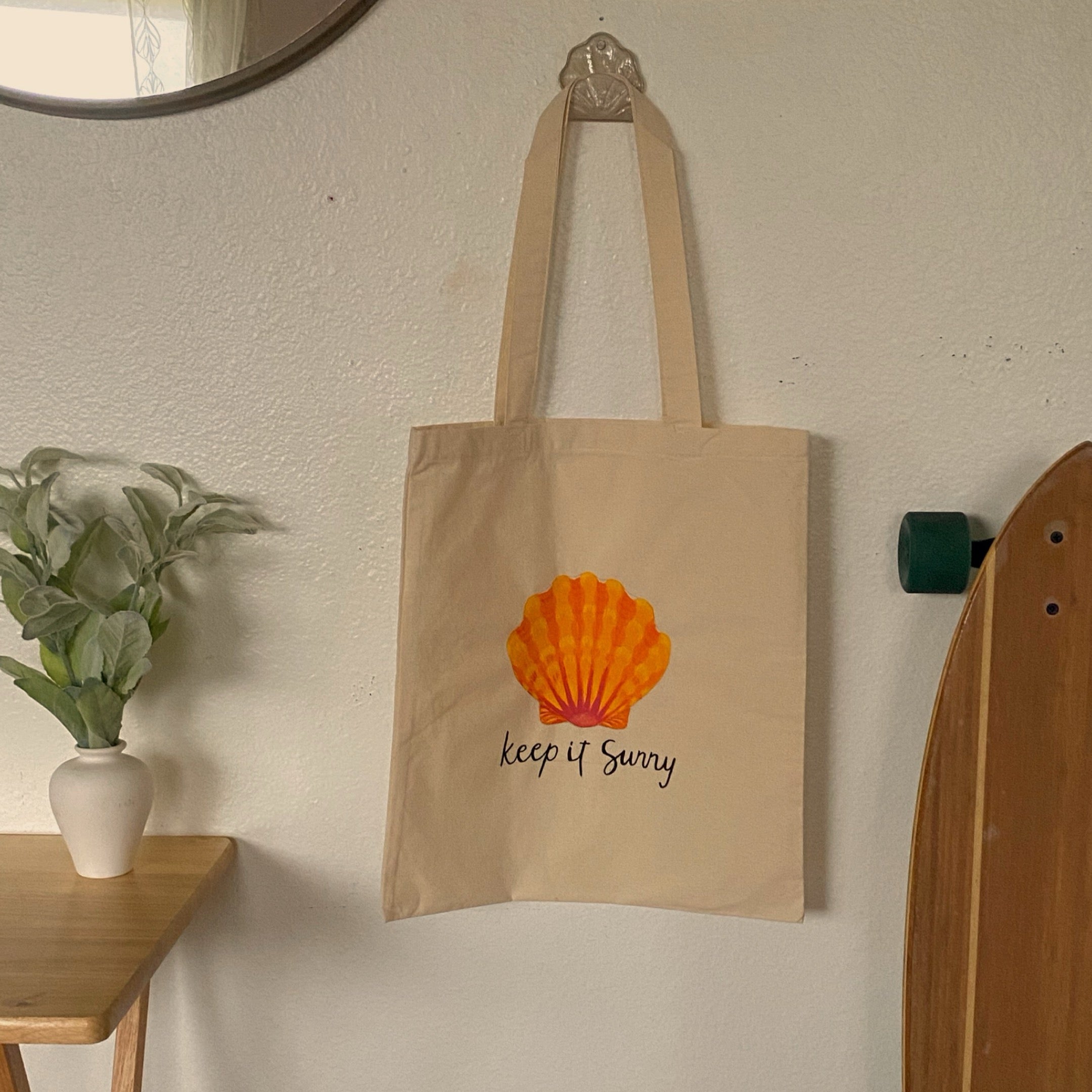 “keep it sunny” tote bag