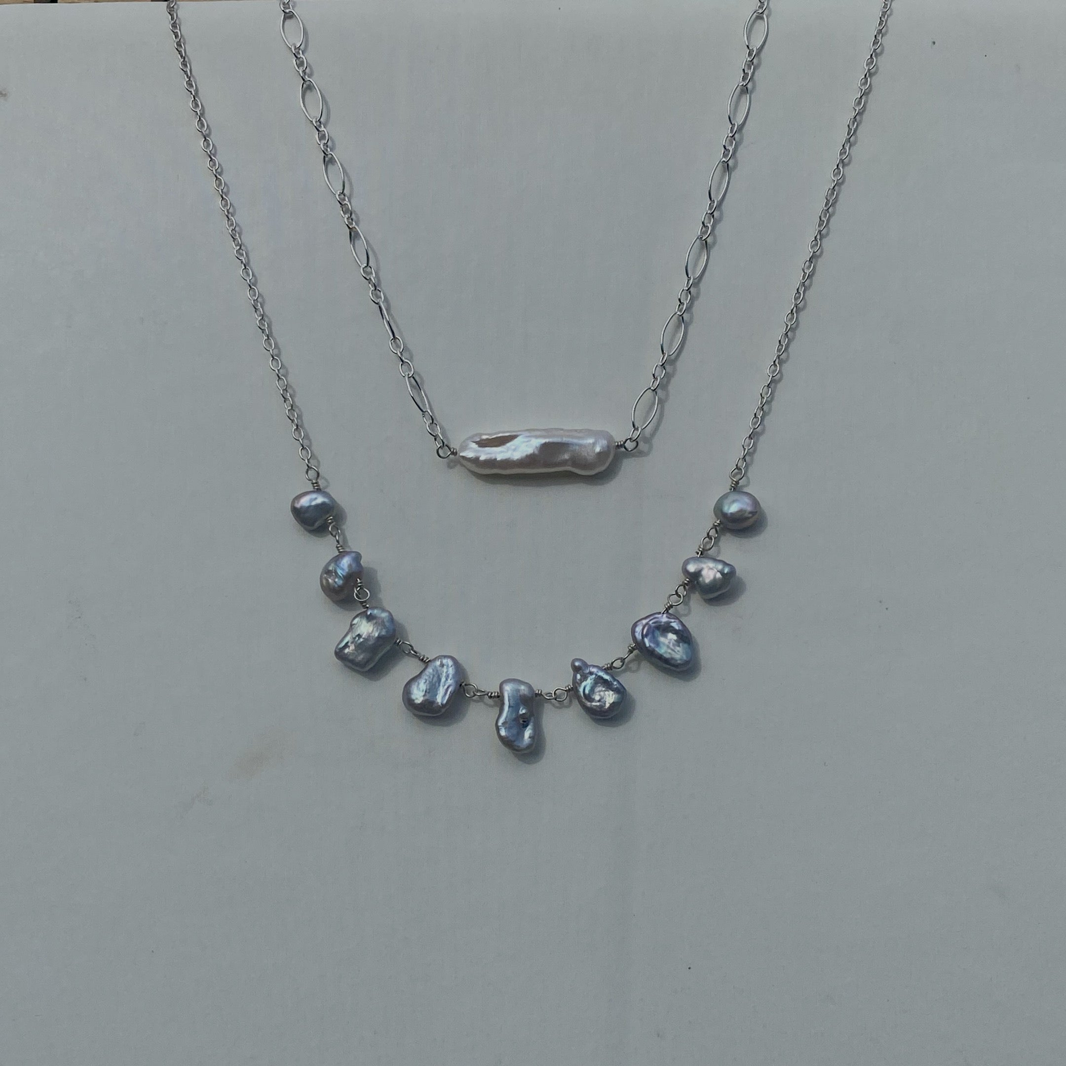 Biwa pearl choker - sterling silver