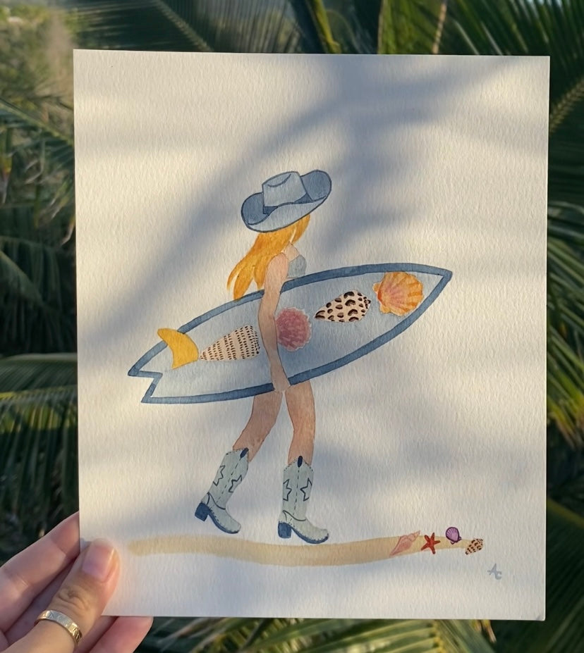 Coastal Cowgirl Watercolor