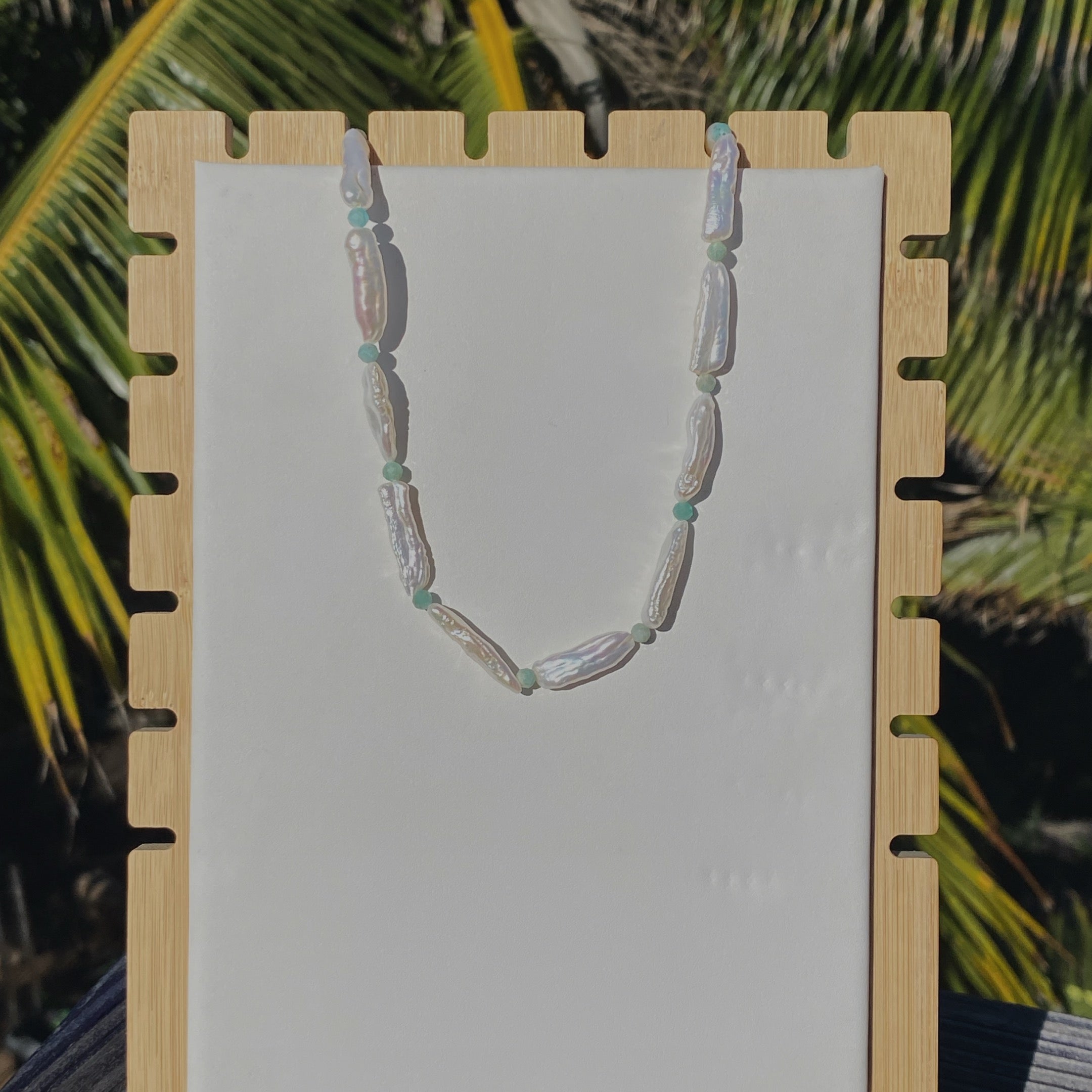 Biwa Pearl & Amazonite Choker - La Perouse Collection