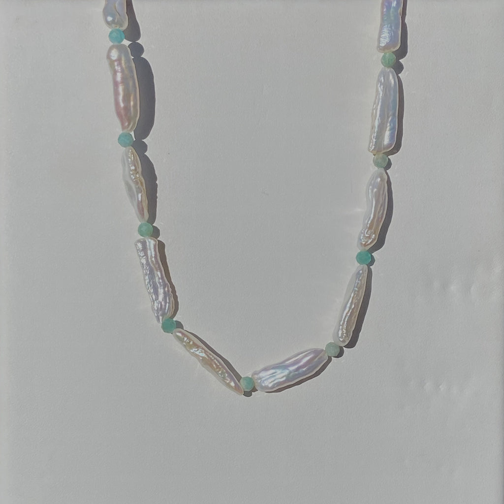 Biwa Pearl & Amazonite Choker - La Perouse Collection
