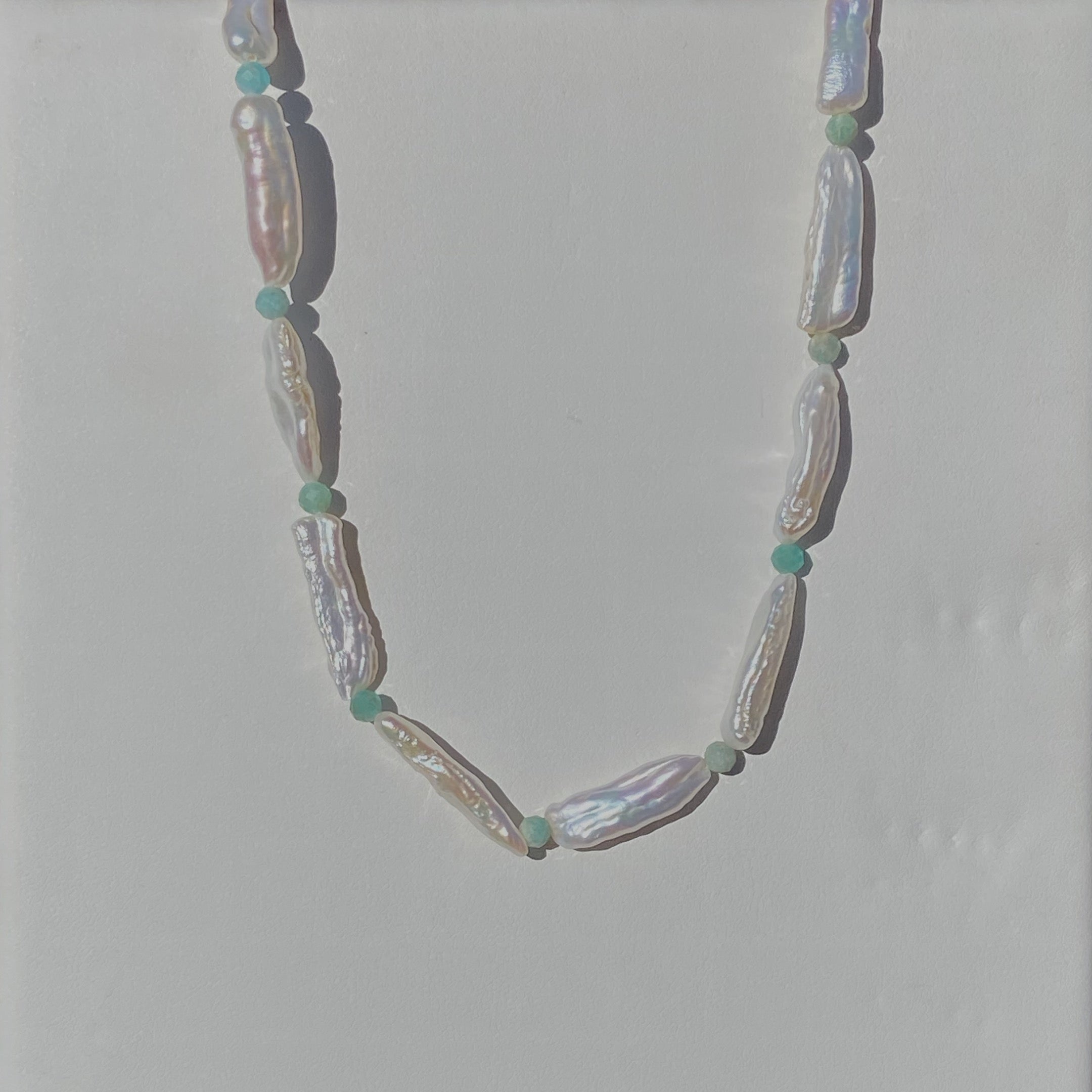 Biwa Pearl & Amazonite Choker - La Perouse Collection