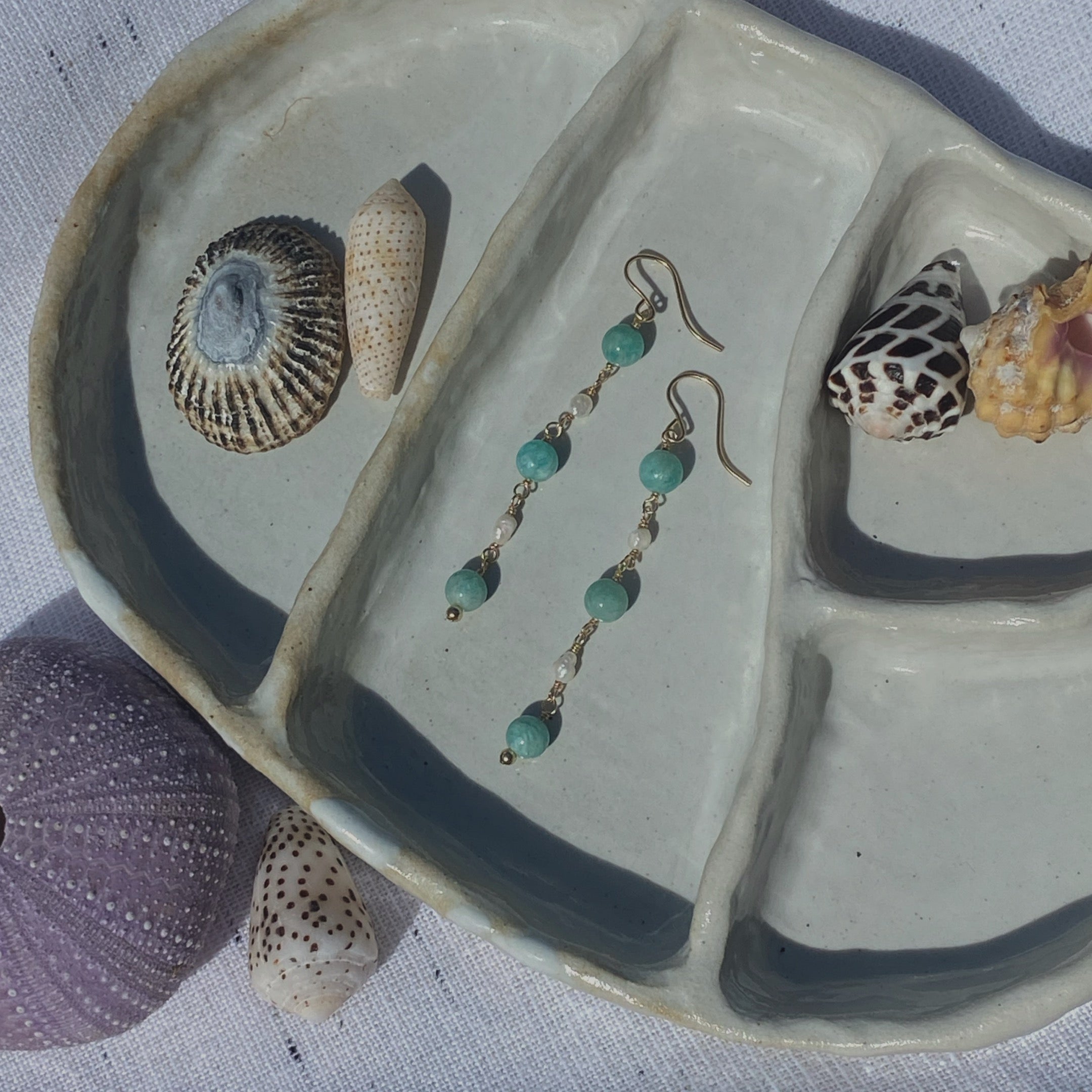 Amazonite & Seed Pearl Earrings - Greece Dreaming Collection