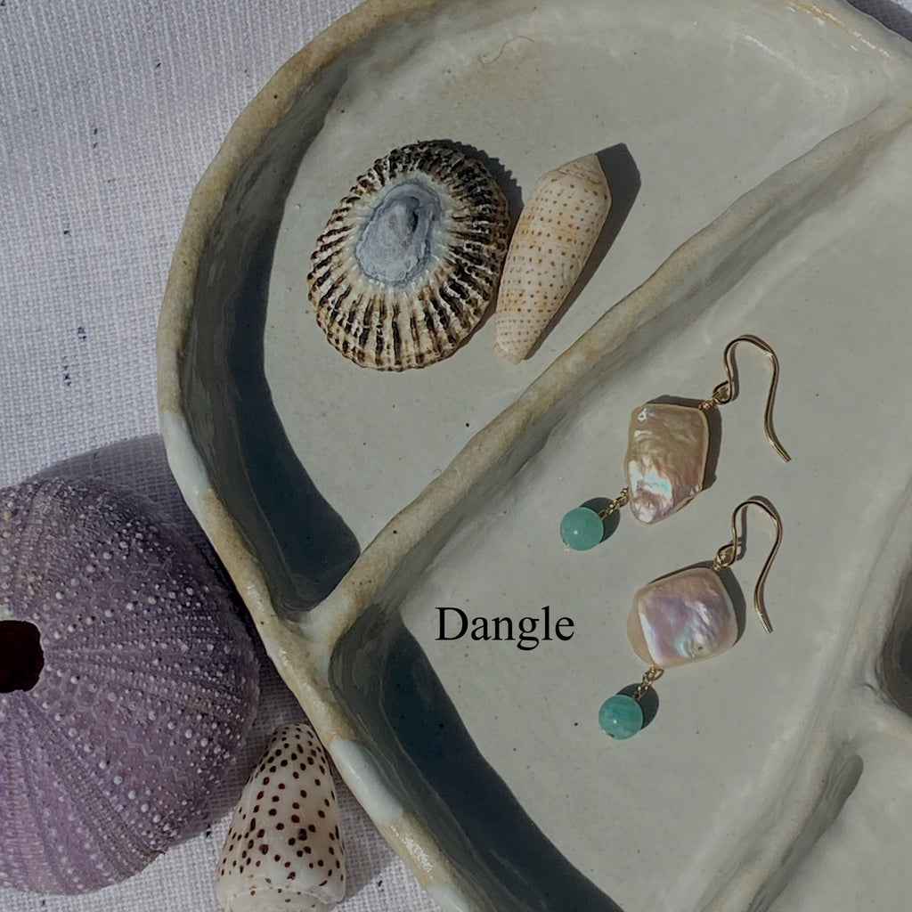 Freshwater Pearl & Amazonite Bead Earrings - Greece Dreaming Collection