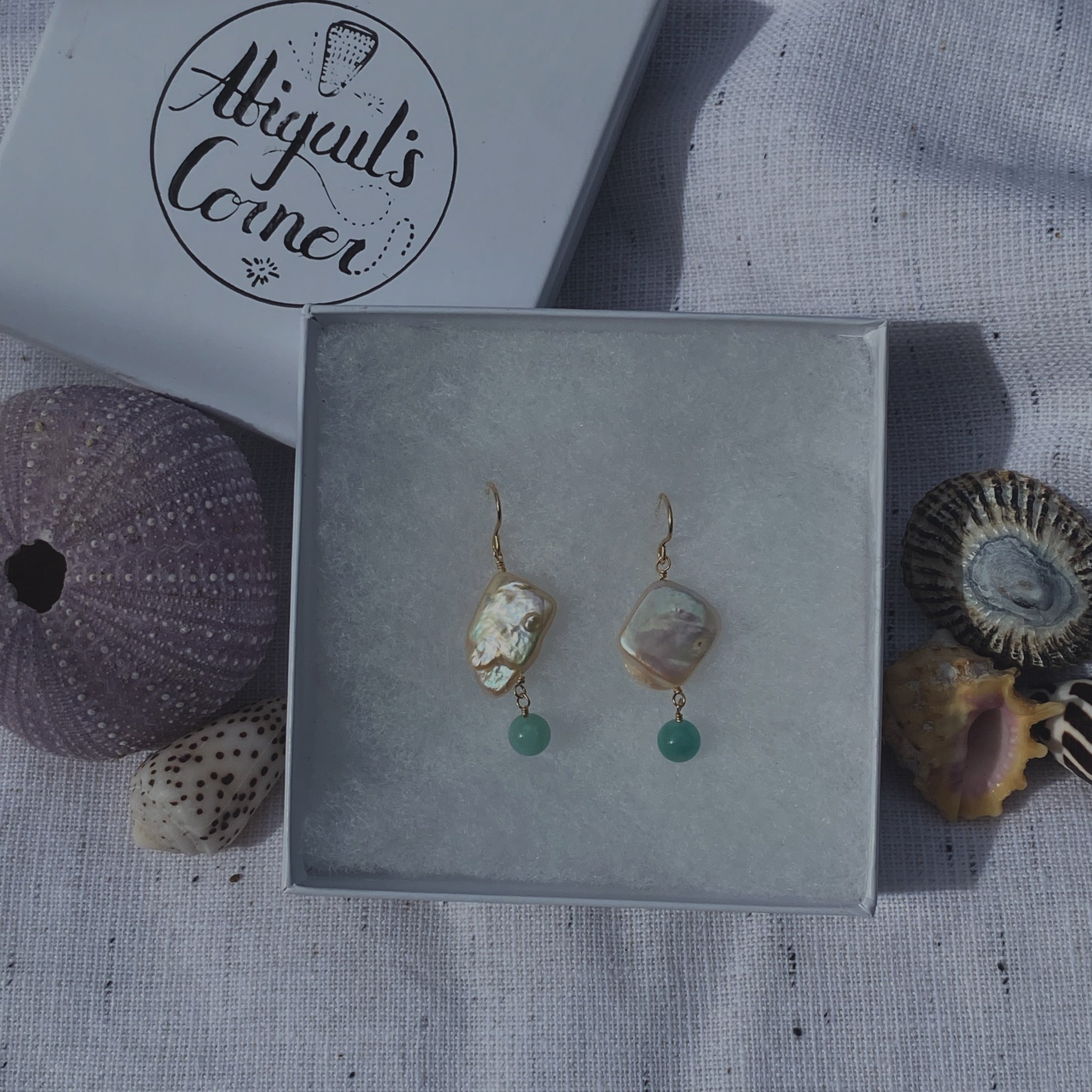 Freshwater Pearl & Amazonite Bead Earrings - Greece Dreaming Collection