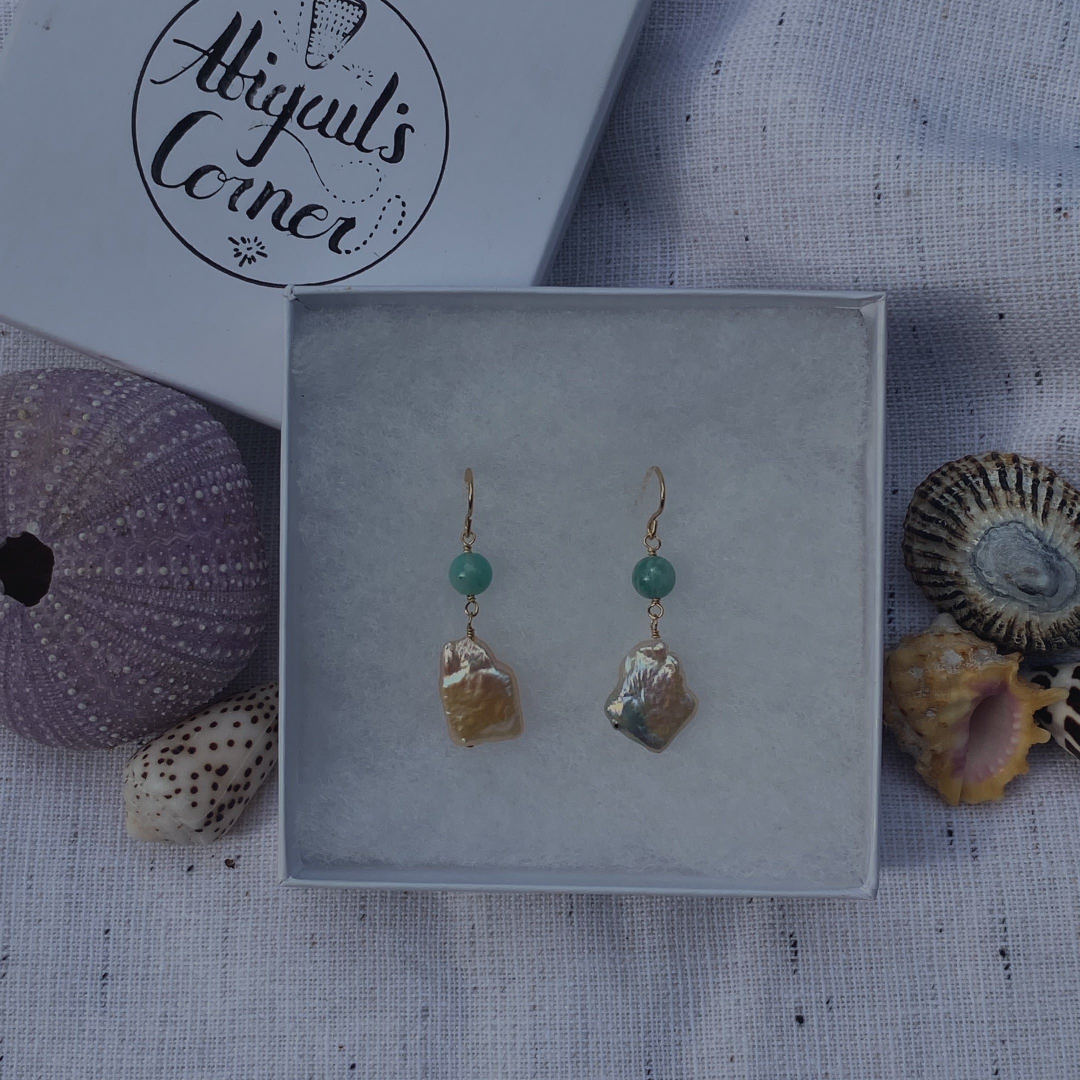 Freshwater Pearl & Amazonite Bead Earrings - Greece Dreaming Collection