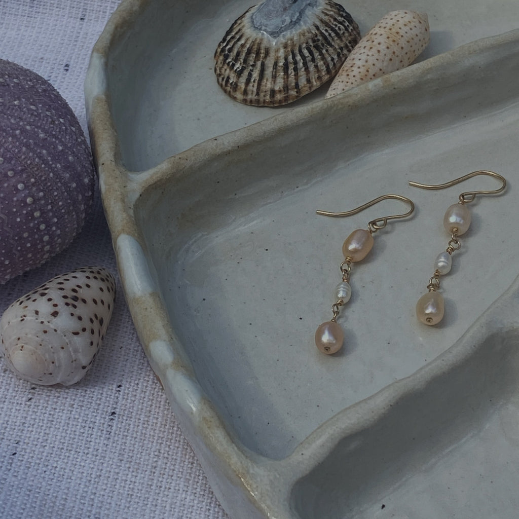 Pink & White Pearl Dangles - La Perouse Collection