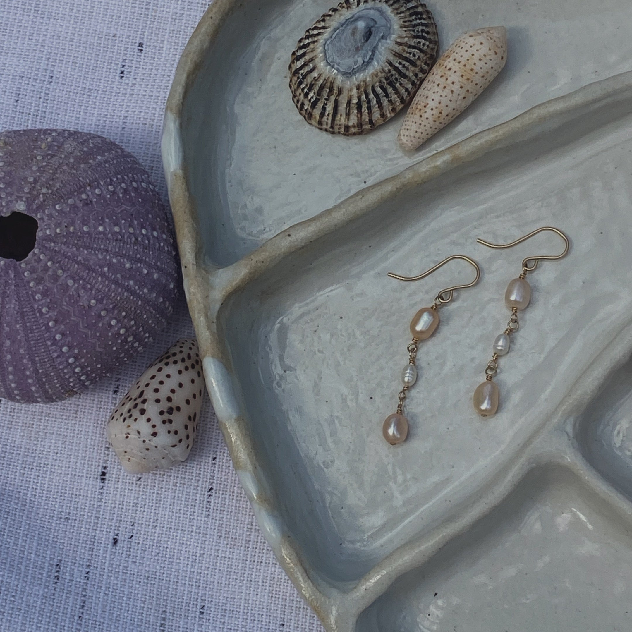 Pink & White Pearl Dangles - La Perouse Collection