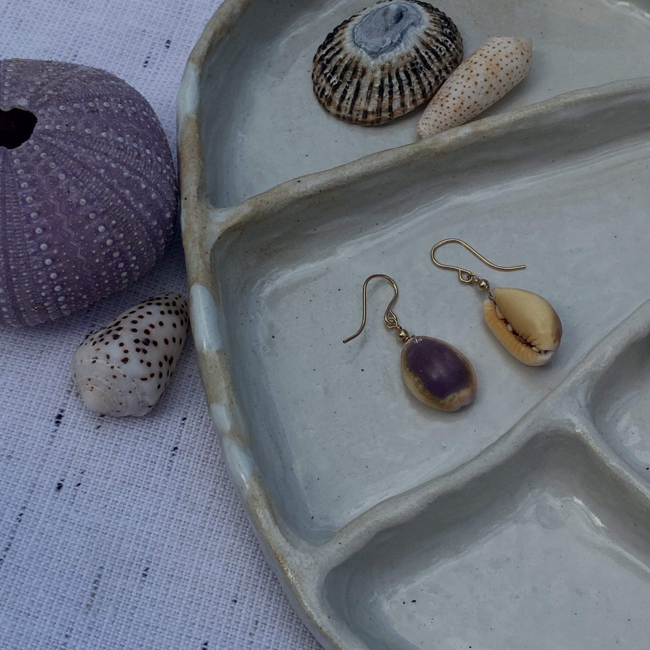 Honey Cowrie Earrings - La Perouse Collection