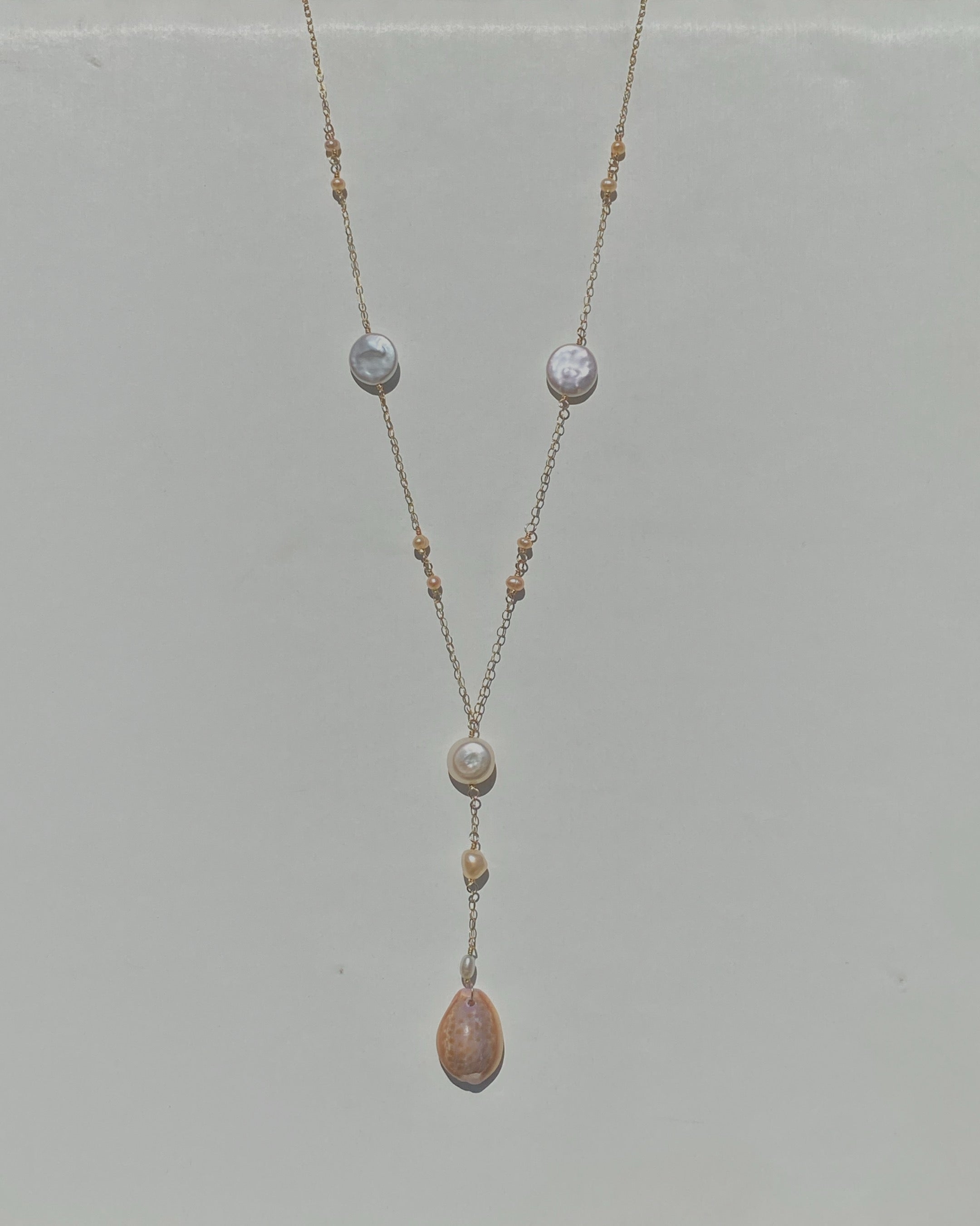 Honey Cowrie Drop Necklace